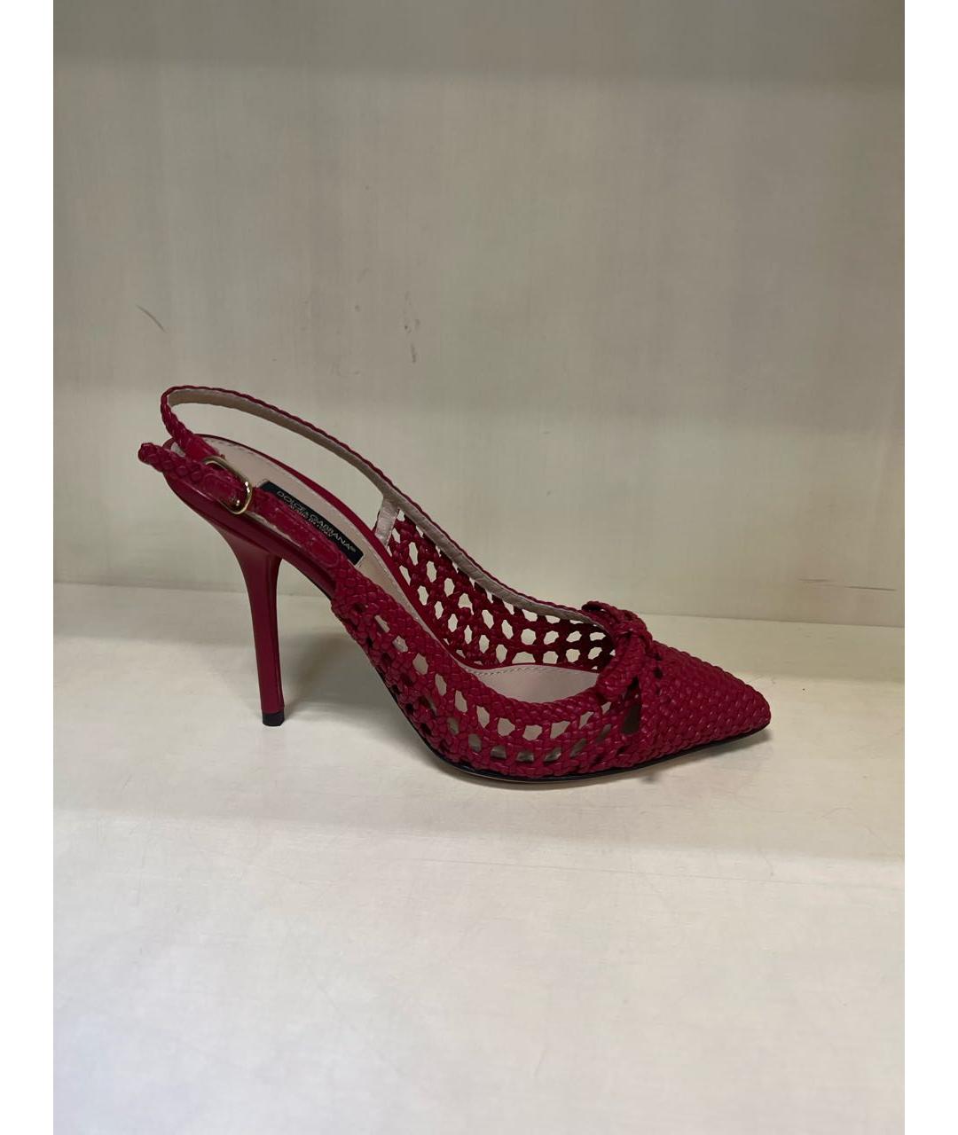 DOLCE&GABBANA Красные кожаные туфли, фото 5