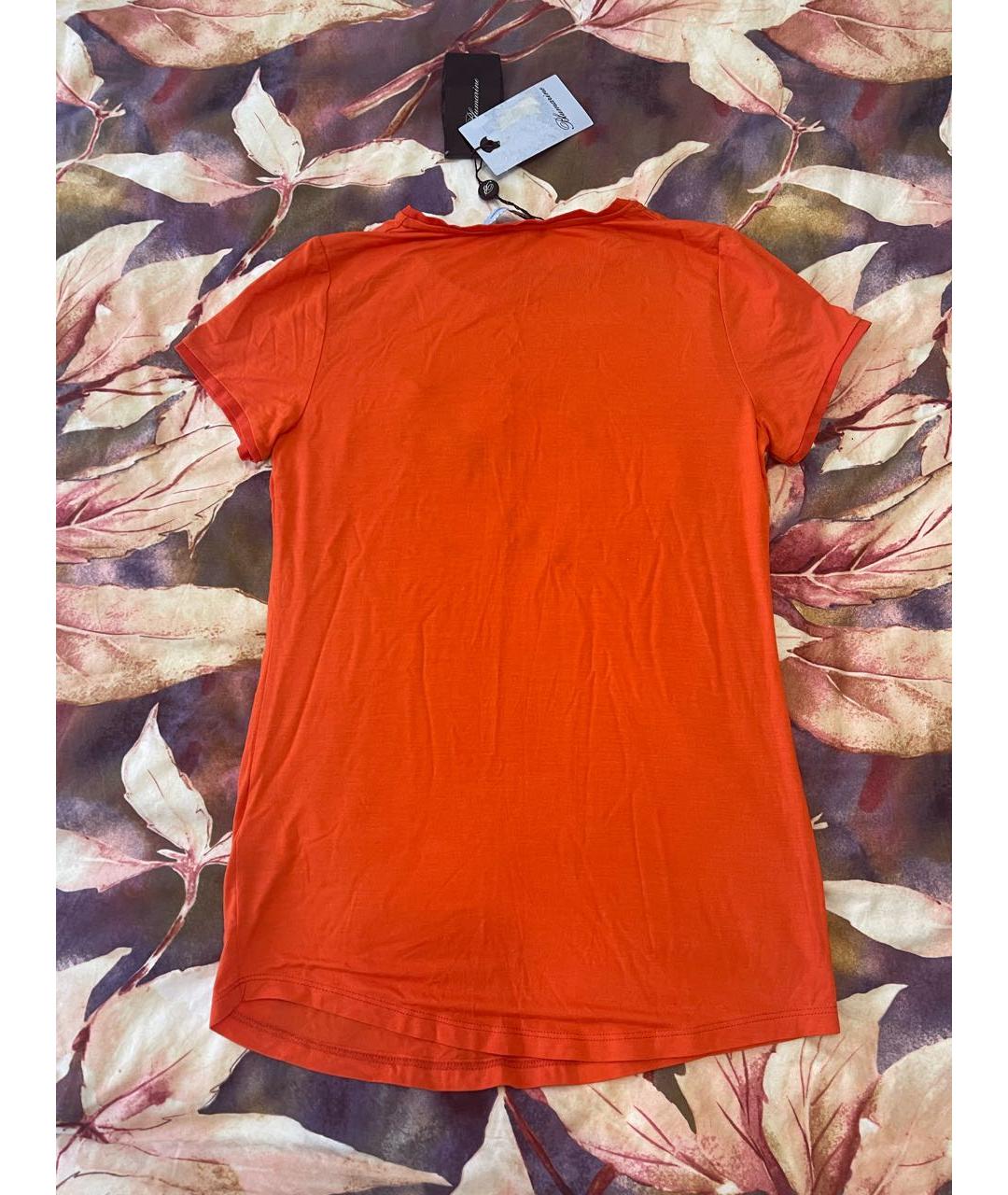 BLUMARINE Оранжевая вискозная футболка, фото 2