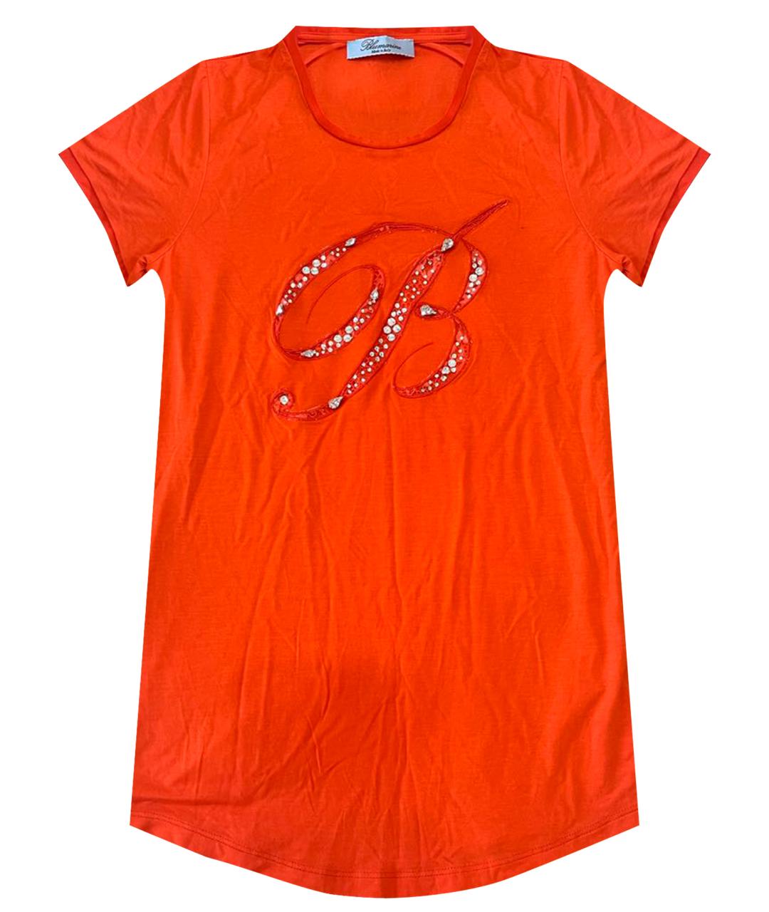 BLUMARINE Оранжевая вискозная футболка, фото 1