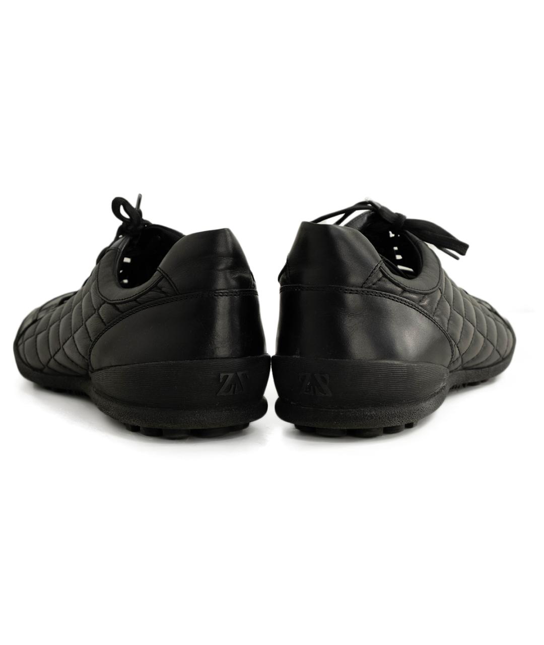 ZEGNA SPORT Черные кожаные низкие кроссовки / кеды, фото 5