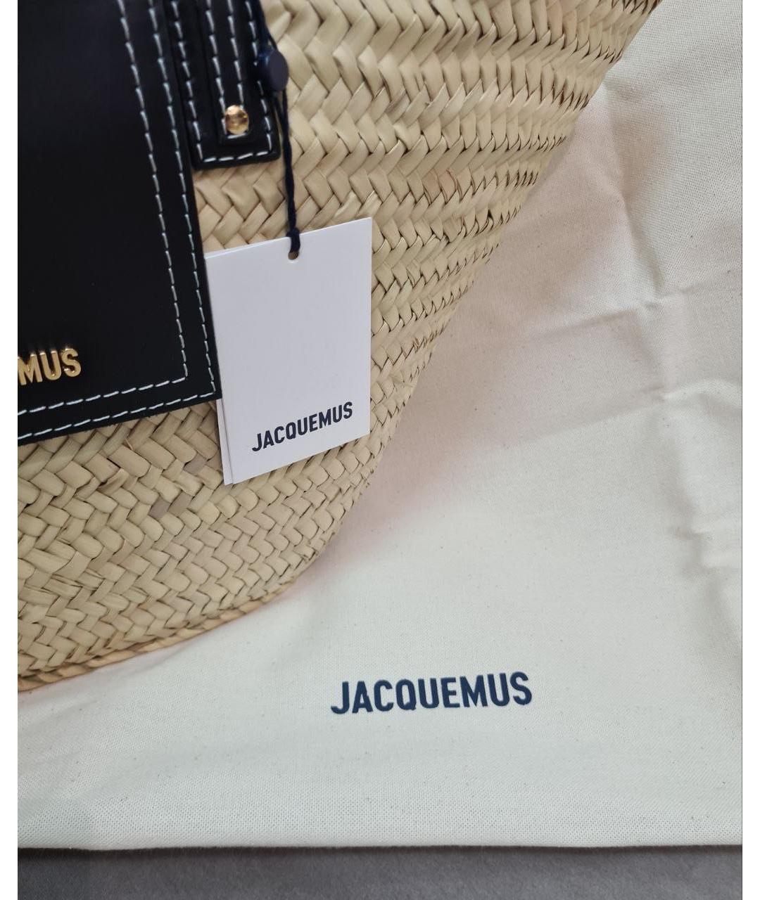 JACQUEMUS Черная пелетеная пляжная сумка, фото 5