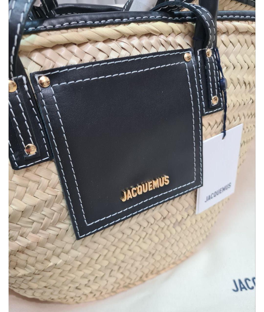 JACQUEMUS Черная пелетеная пляжная сумка, фото 4