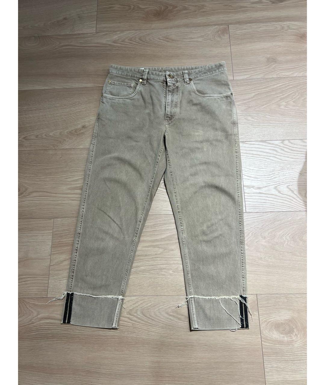 BRUNELLO CUCINELLI Бежевые хлопко-эластановые прямые джинсы, фото 4