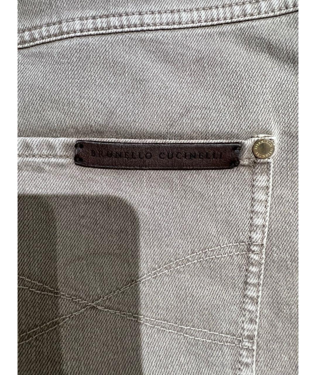 BRUNELLO CUCINELLI Бежевые хлопко-эластановые прямые джинсы, фото 3