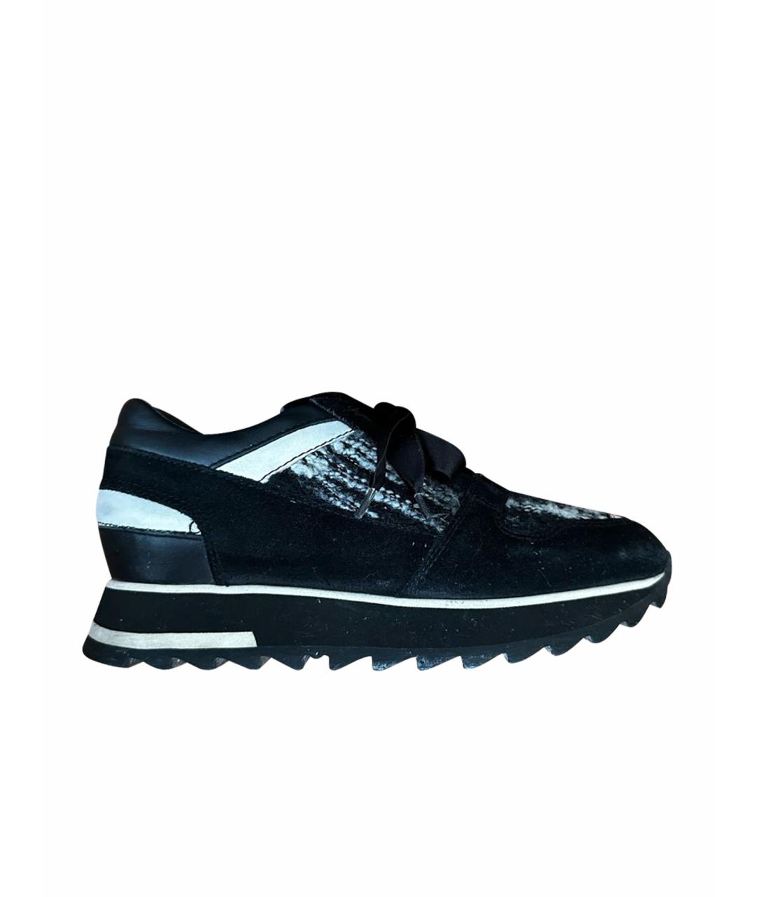 SANTONI Черные замшевые кроссовки, фото 1