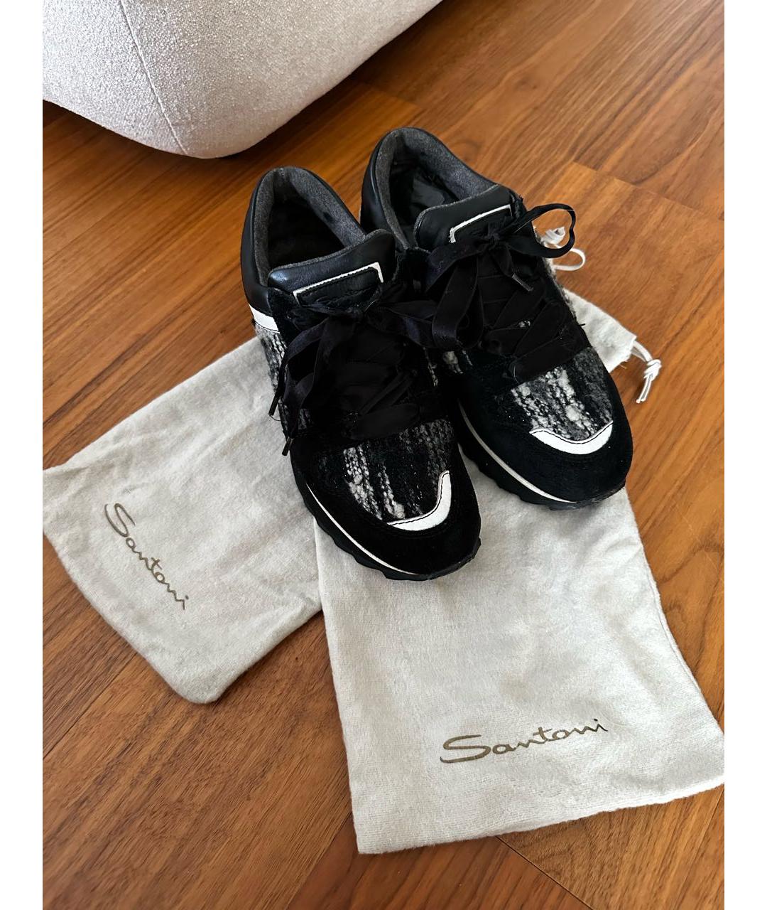 SANTONI Черные замшевые кроссовки, фото 6