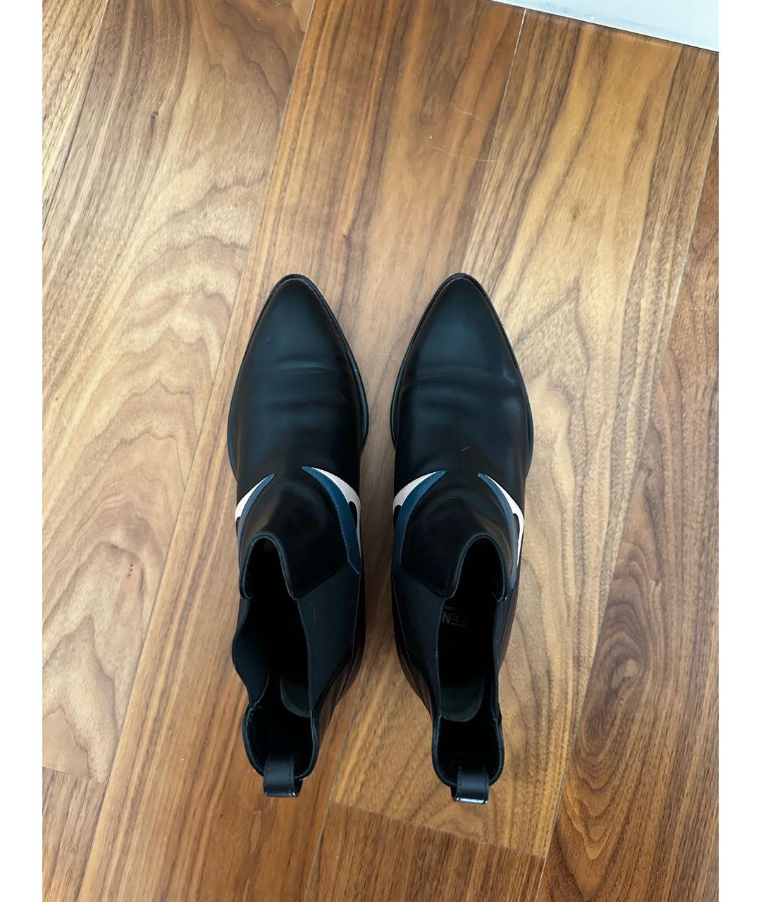 FENDI Черные кожаные ботинки, фото 6