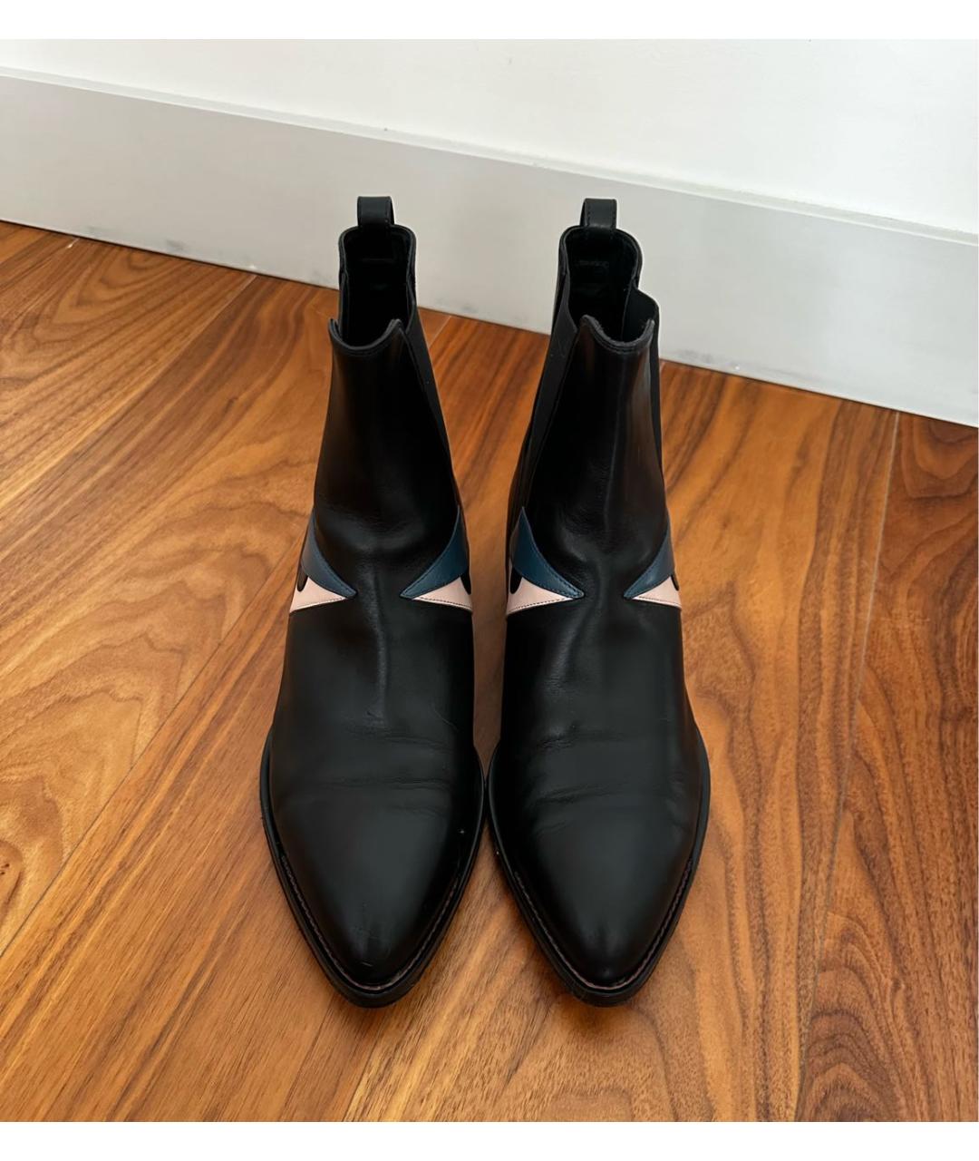 FENDI Черные кожаные ботинки, фото 2