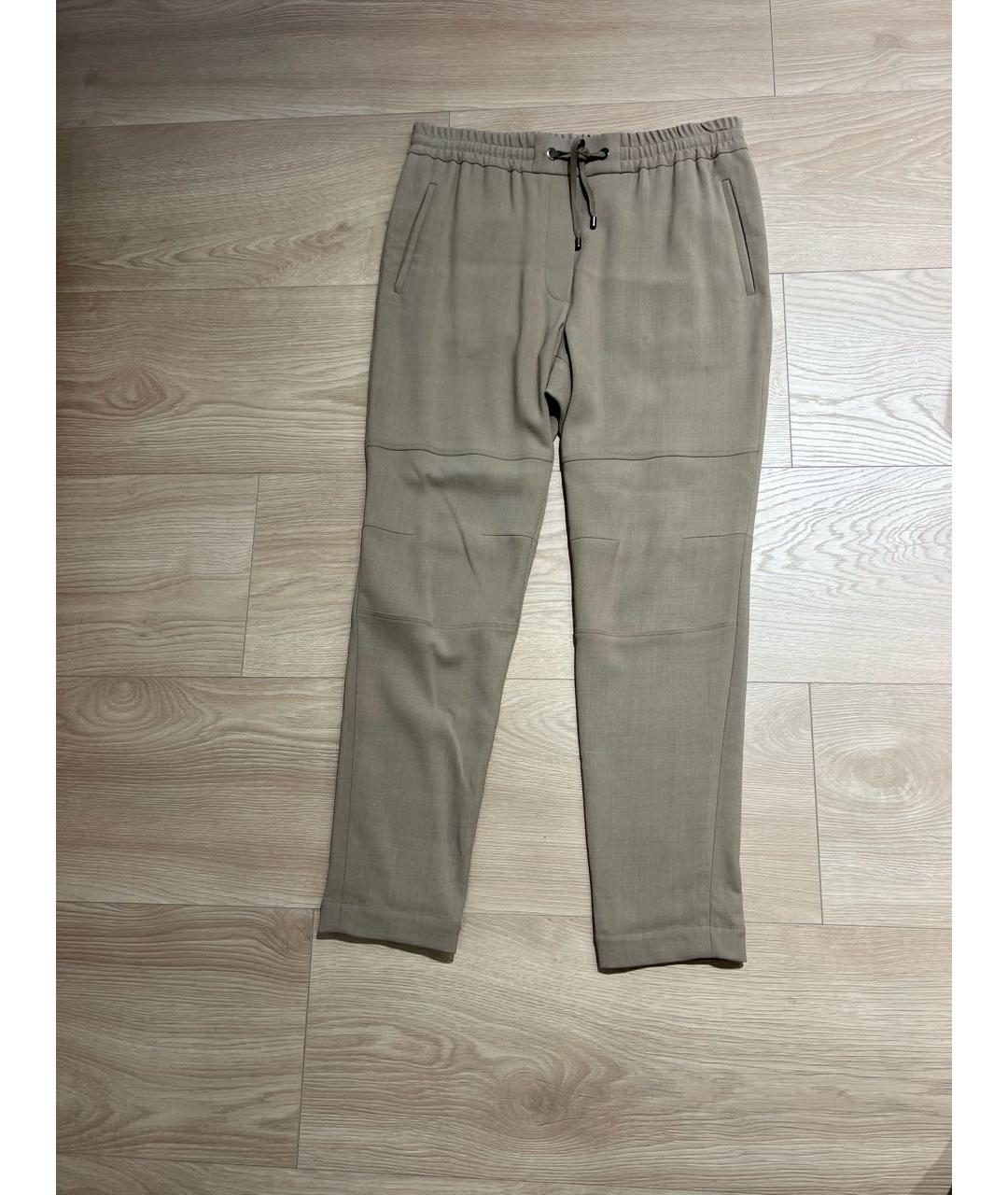BRUNELLO CUCINELLI Бежевые шерстяные брюки узкие, фото 4
