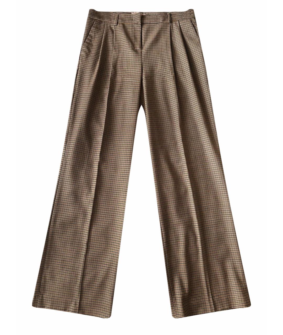 TWIN-SET Коричневые шерстяные брюки широкие, фото 1
