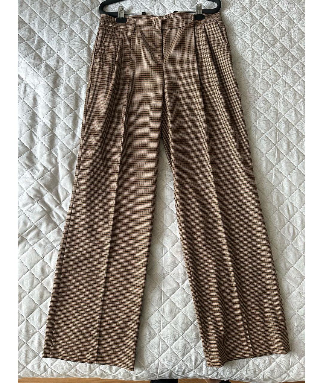 TWIN-SET Коричневые шерстяные брюки широкие, фото 8