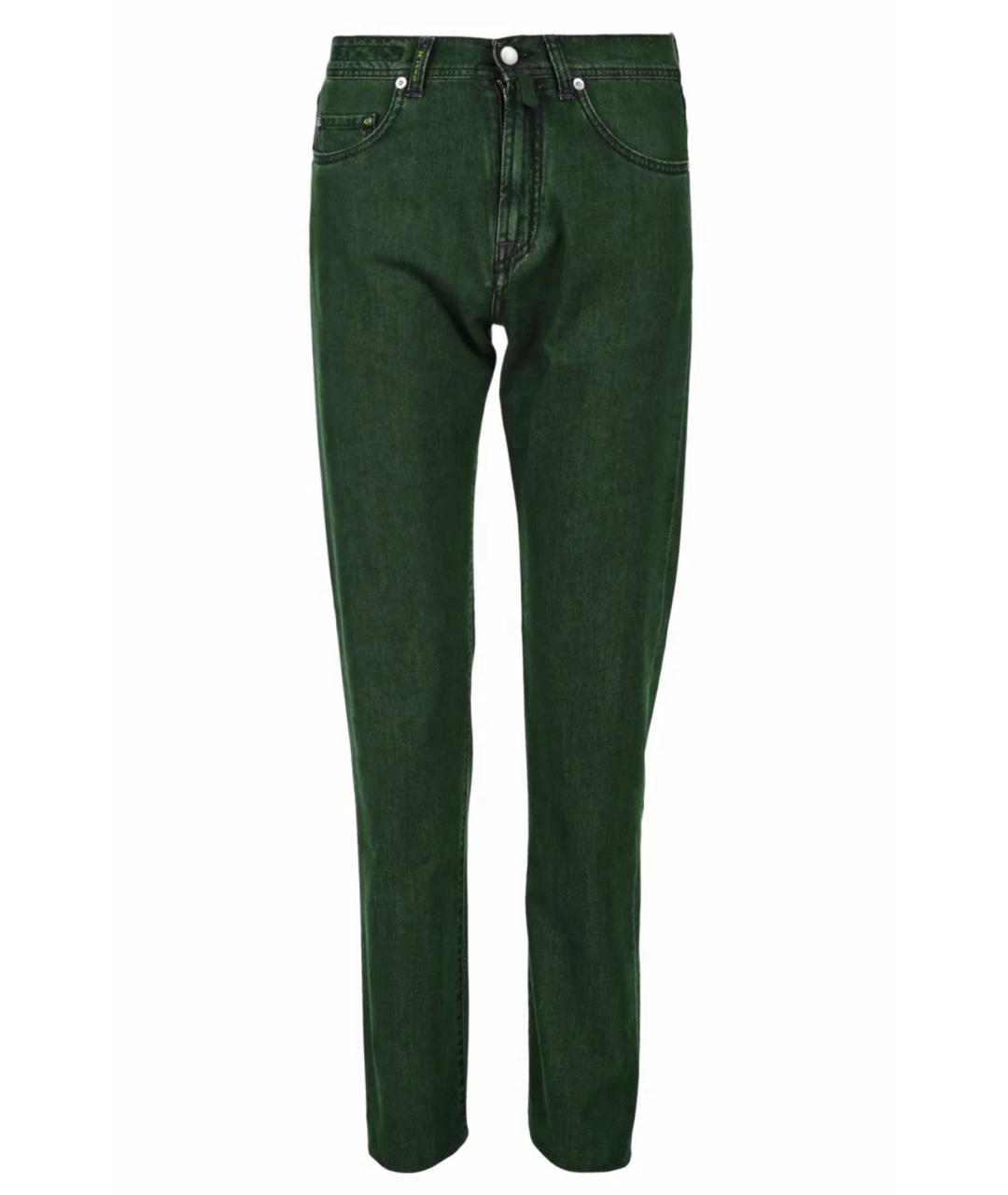 KITON Зеленые хлопковые прямые джинсы, фото 1