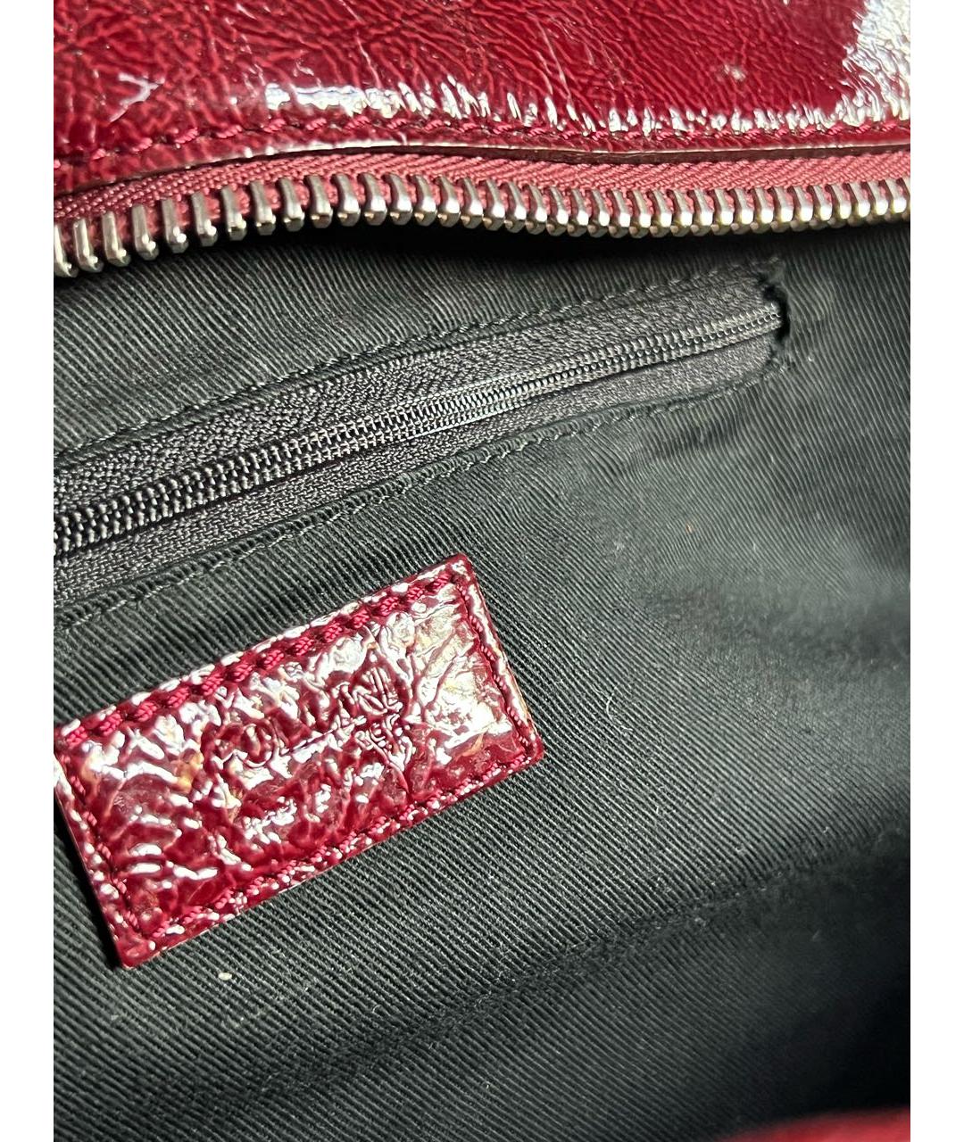 POLLINI Бордовая сумка через плечо из лакированной кожи, фото 4