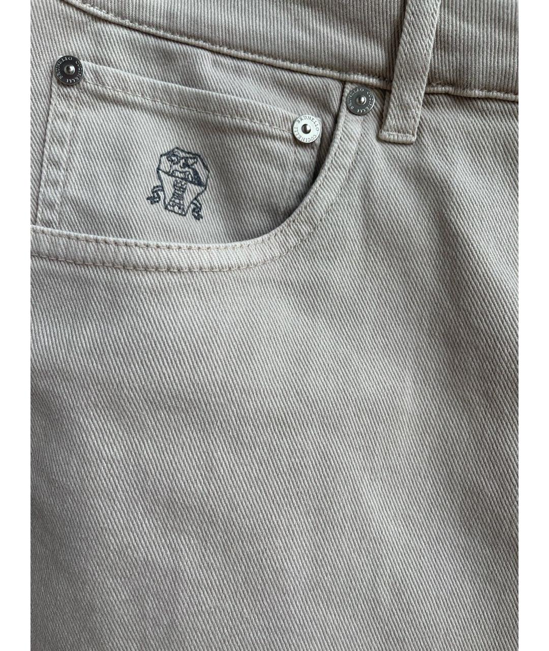BRUNELLO CUCINELLI Бежевые хлопковые джинсы, фото 4