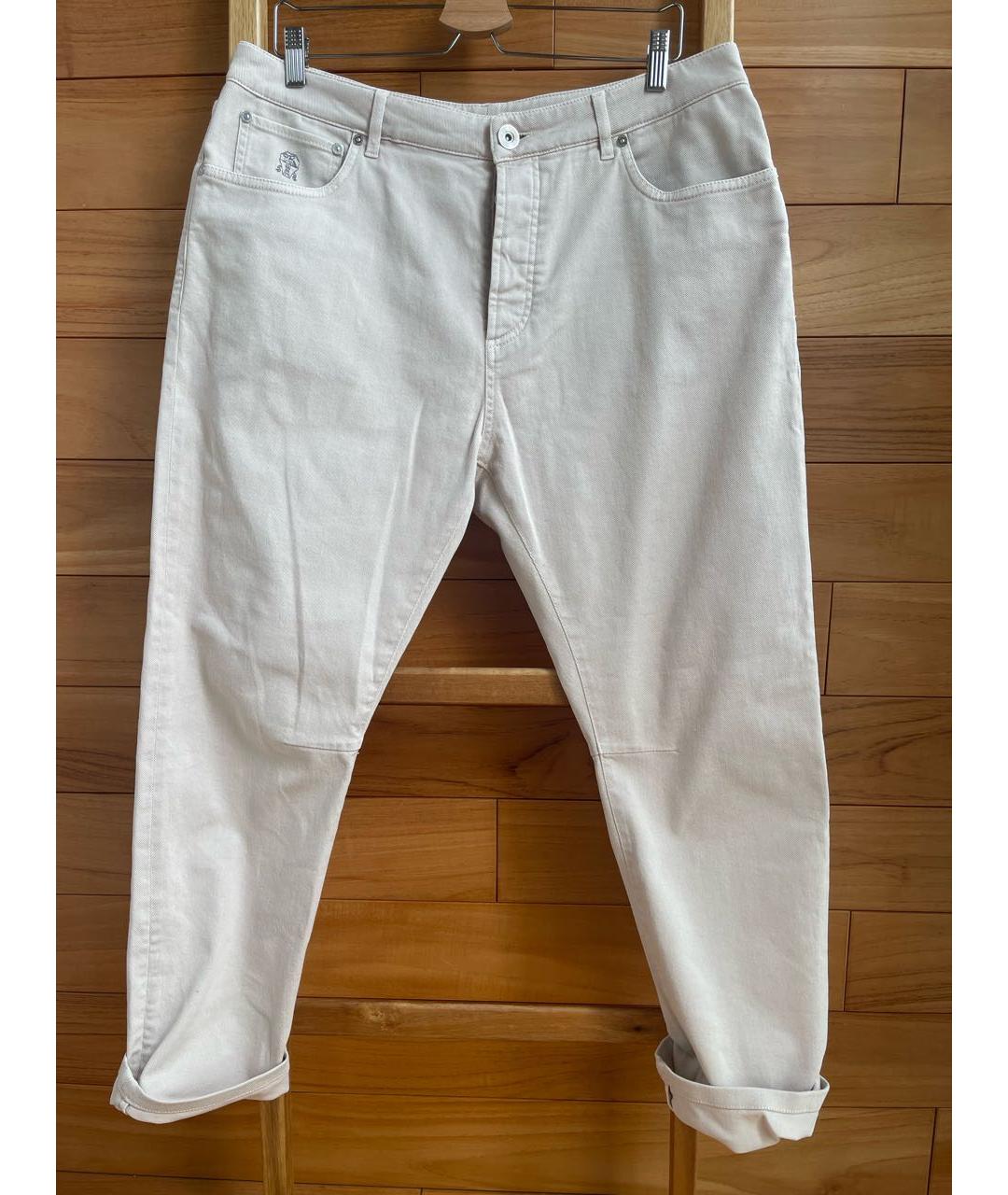 BRUNELLO CUCINELLI Бежевые хлопковые джинсы, фото 9
