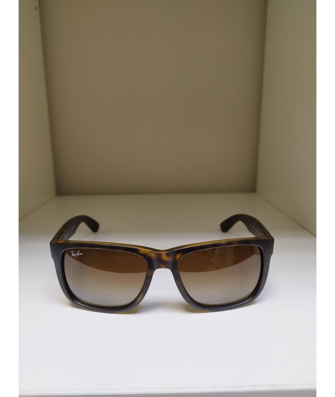 RAY BAN Коричневые пластиковые солнцезащитные очки, фото 10