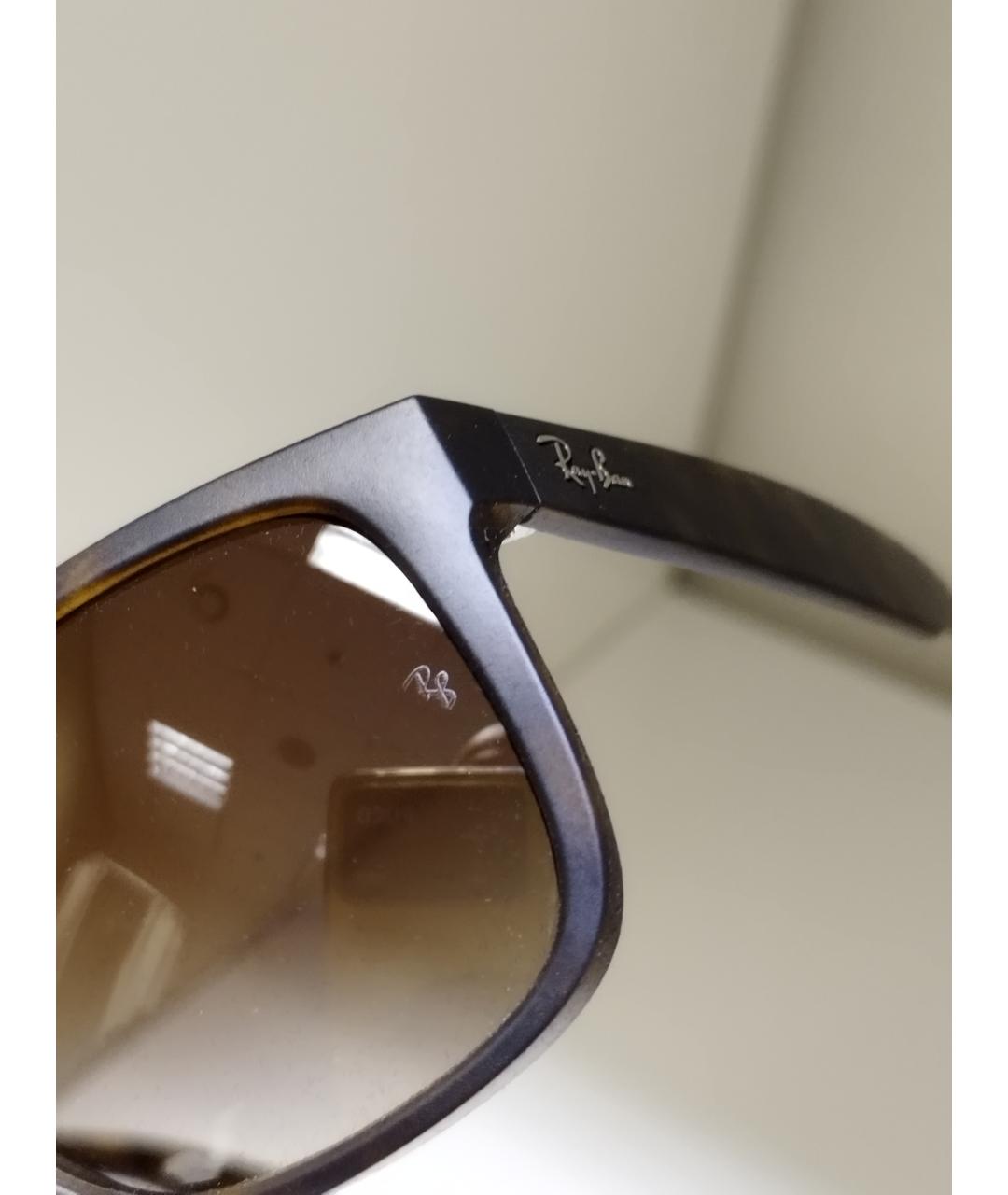 RAY BAN Коричневые пластиковые солнцезащитные очки, фото 9