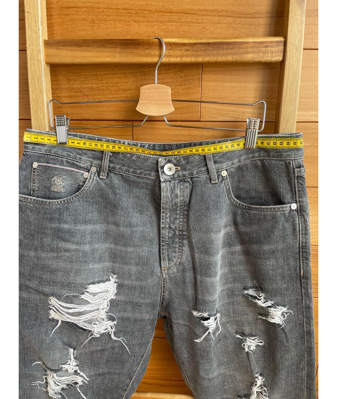 BRUNELLO CUCINELLI Серые хлопковые джинсы, фото 5