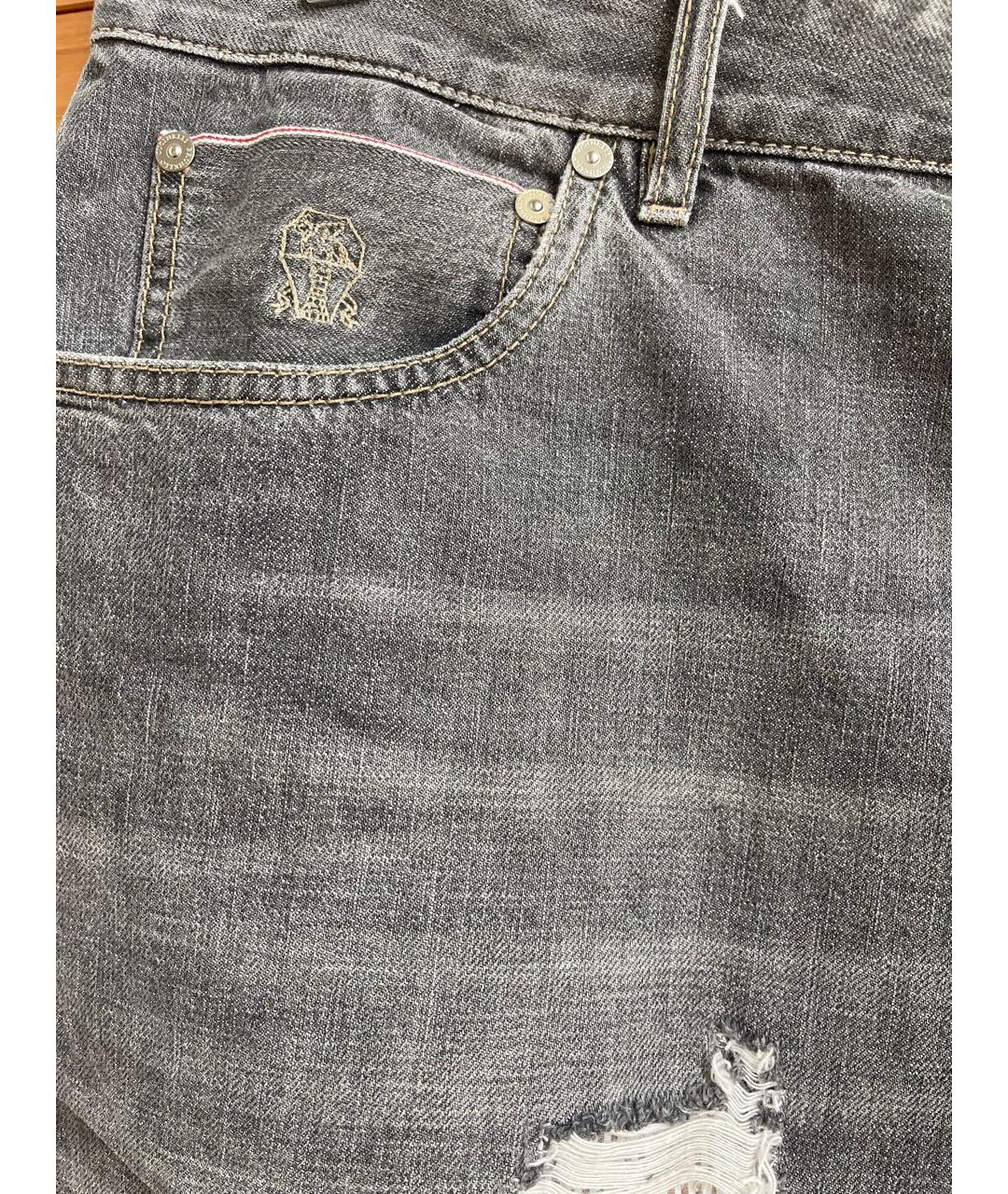 BRUNELLO CUCINELLI Серые хлопковые джинсы, фото 4