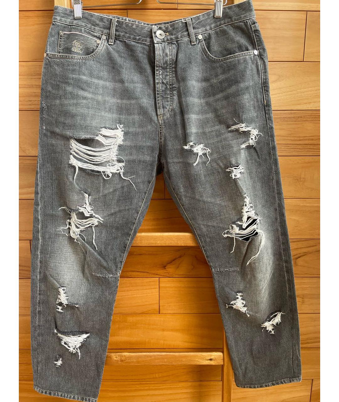 BRUNELLO CUCINELLI Серые хлопковые джинсы, фото 9