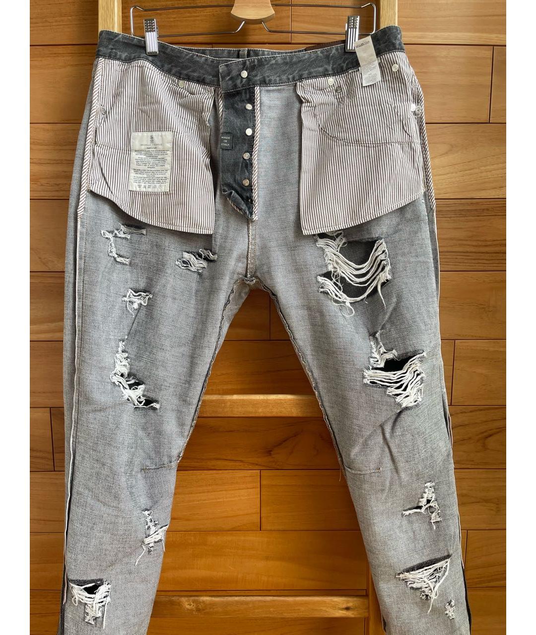 BRUNELLO CUCINELLI Серые хлопковые джинсы, фото 3