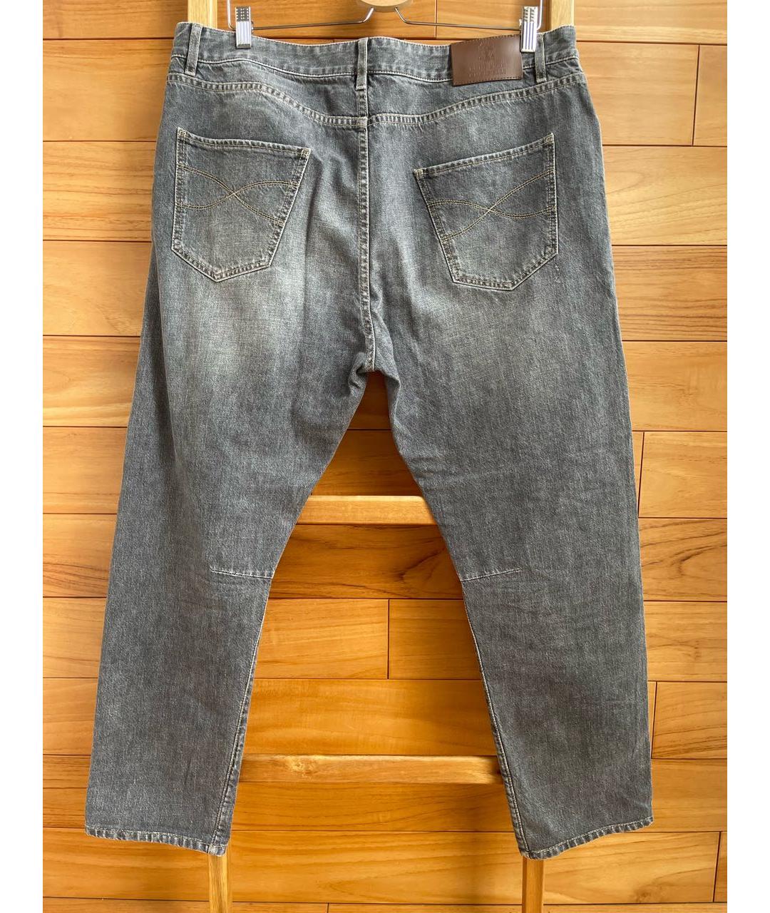 BRUNELLO CUCINELLI Серые хлопковые джинсы, фото 2