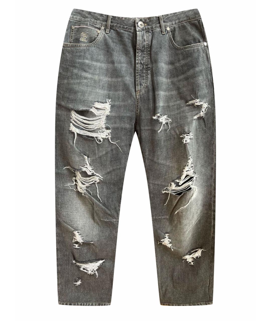 BRUNELLO CUCINELLI Серые хлопковые джинсы, фото 1