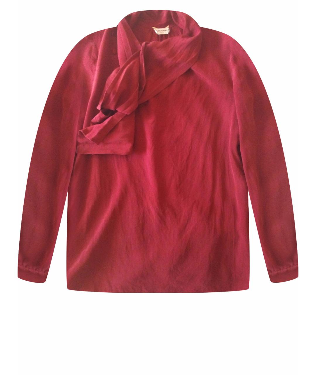 SAINT LAURENT Бордовая шелковая блузы, фото 1