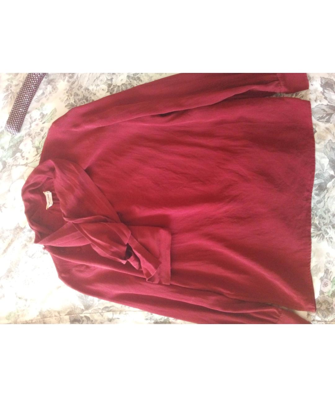 SAINT LAURENT Бордовая шелковая блузы, фото 5