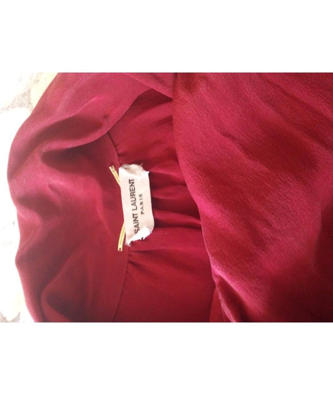 SAINT LAURENT Бордовая шелковая блузы, фото 3