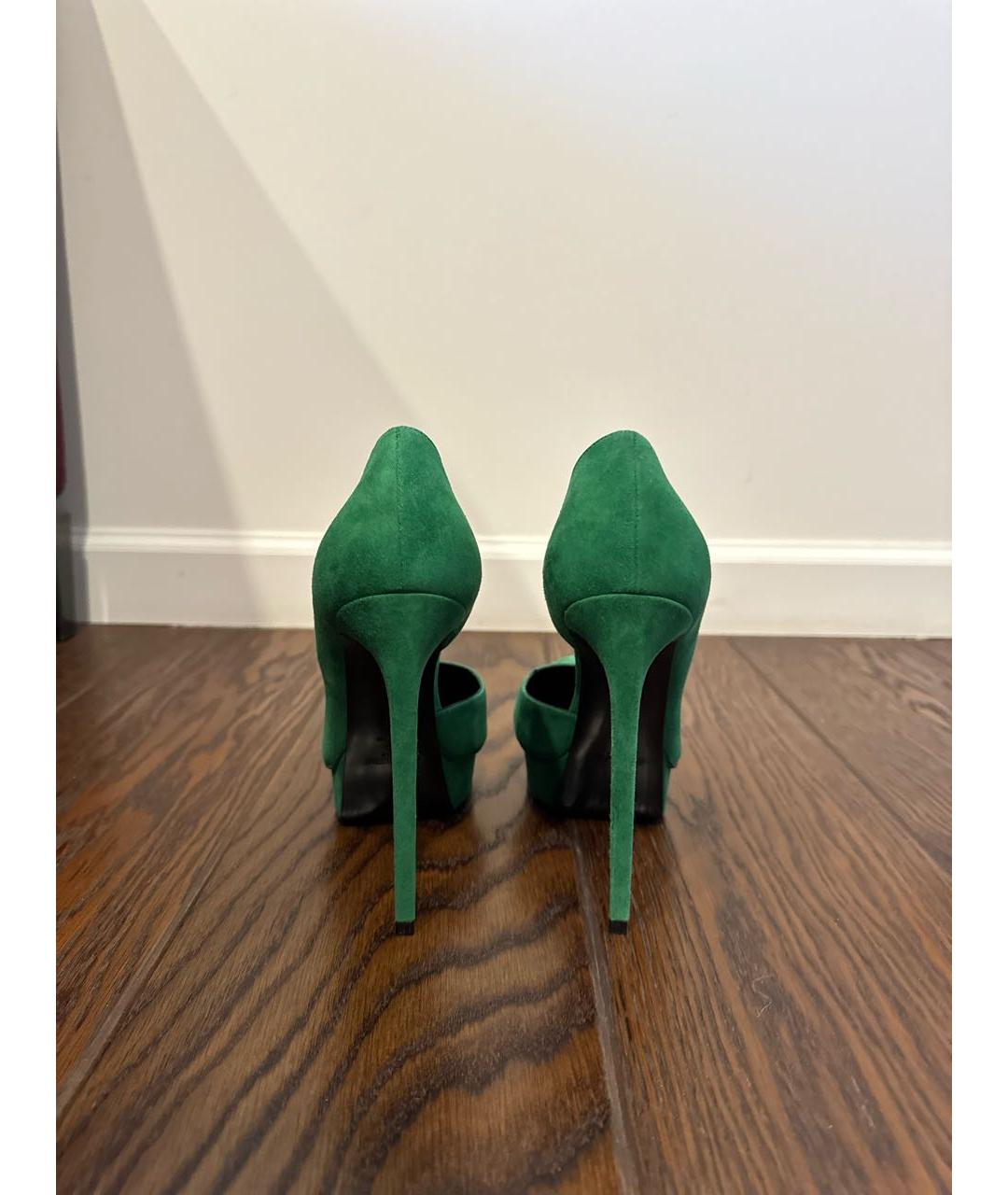 SAINT LAURENT Зеленые замшевые туфли, фото 4