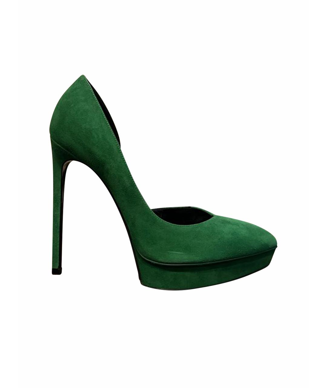 SAINT LAURENT Зеленые замшевые туфли, фото 1
