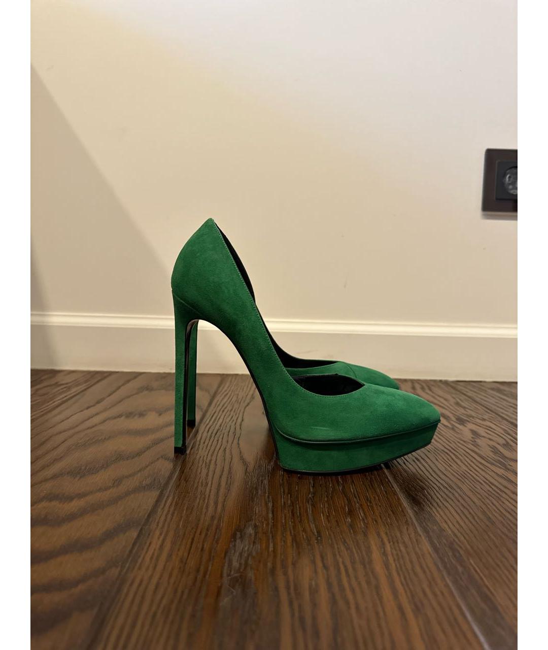 SAINT LAURENT Зеленые замшевые туфли, фото 8