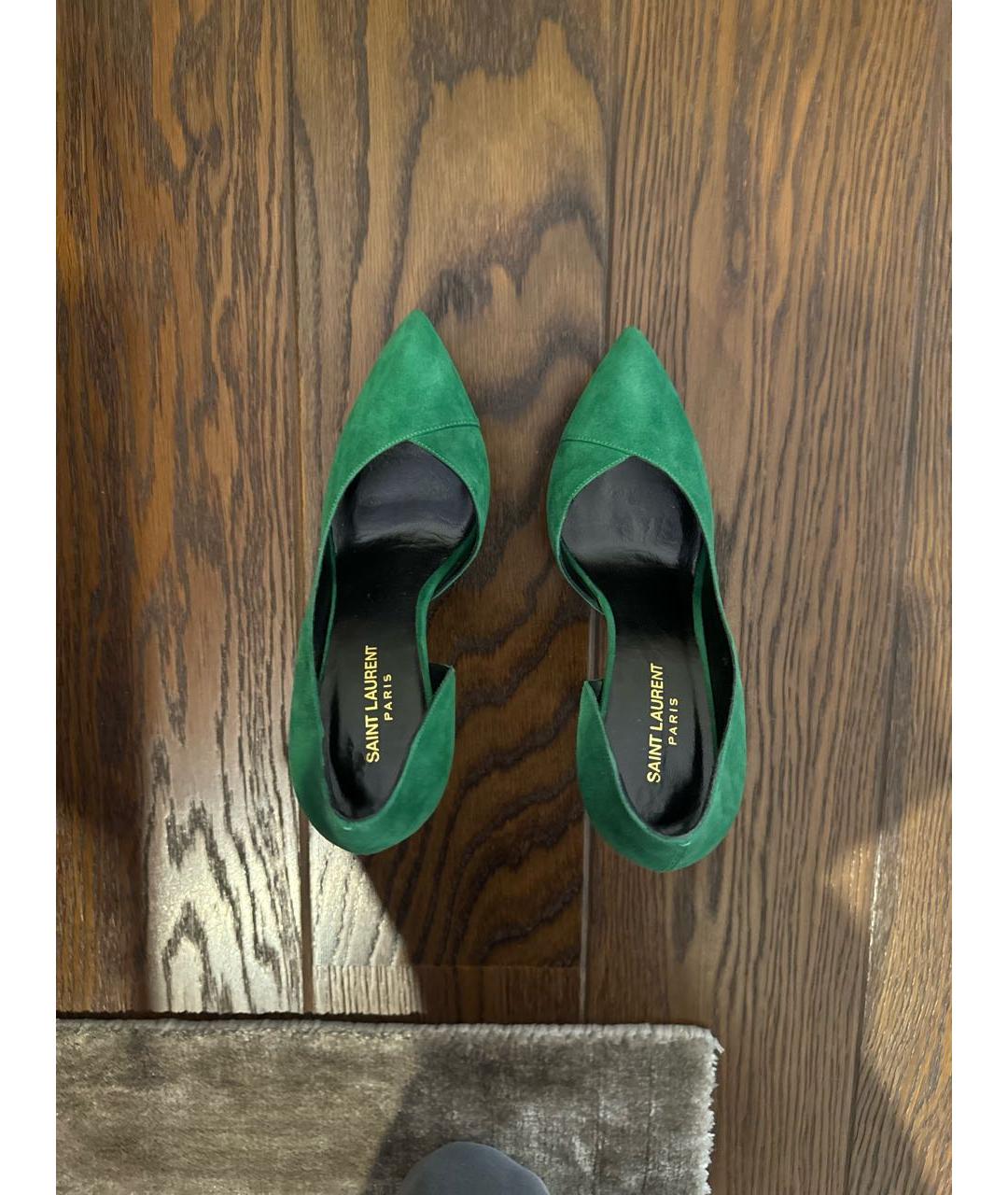 SAINT LAURENT Зеленые замшевые туфли, фото 3