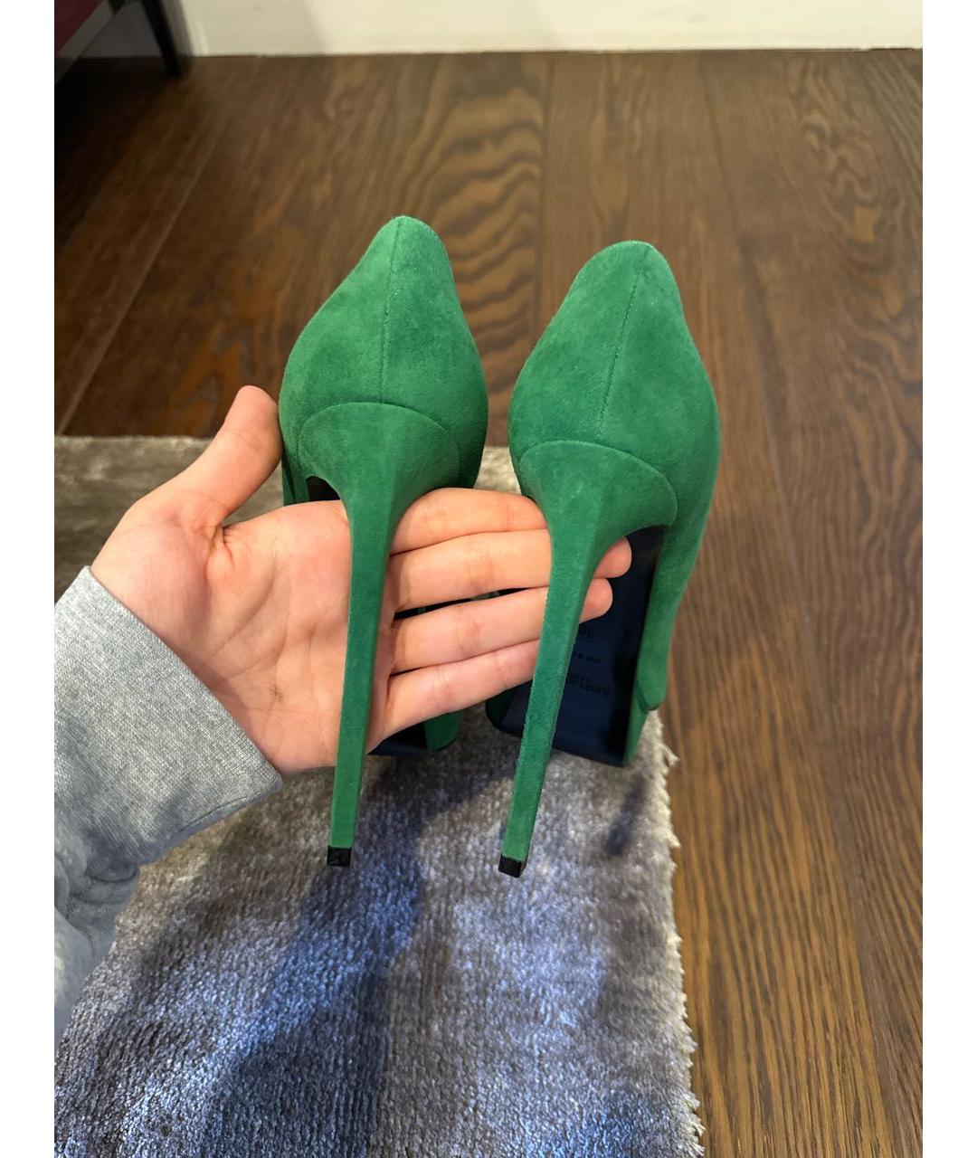 SAINT LAURENT Зеленые замшевые туфли, фото 6