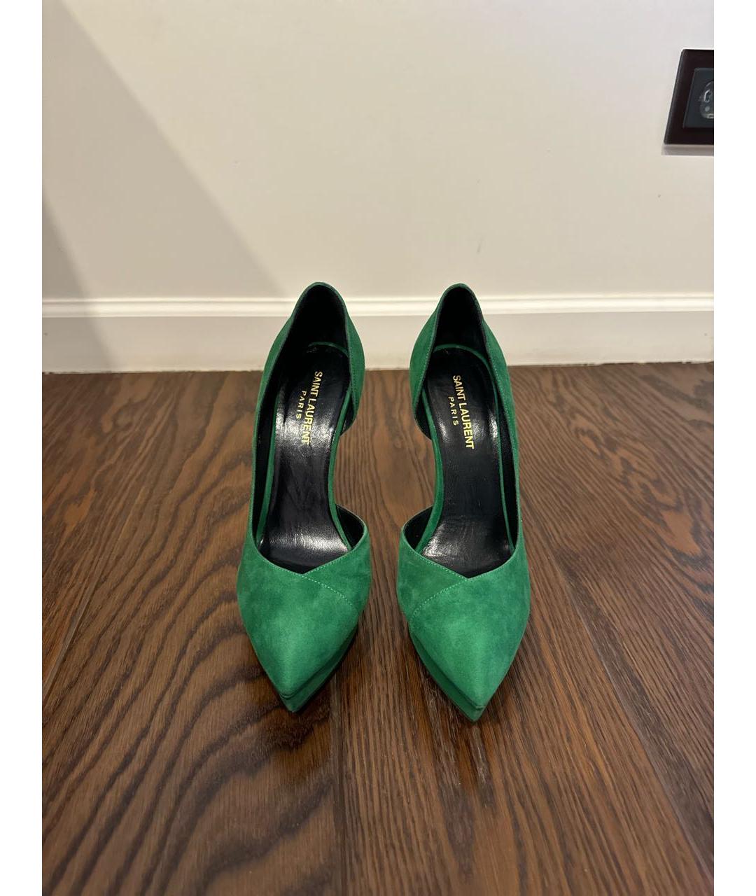 SAINT LAURENT Зеленые замшевые туфли, фото 2