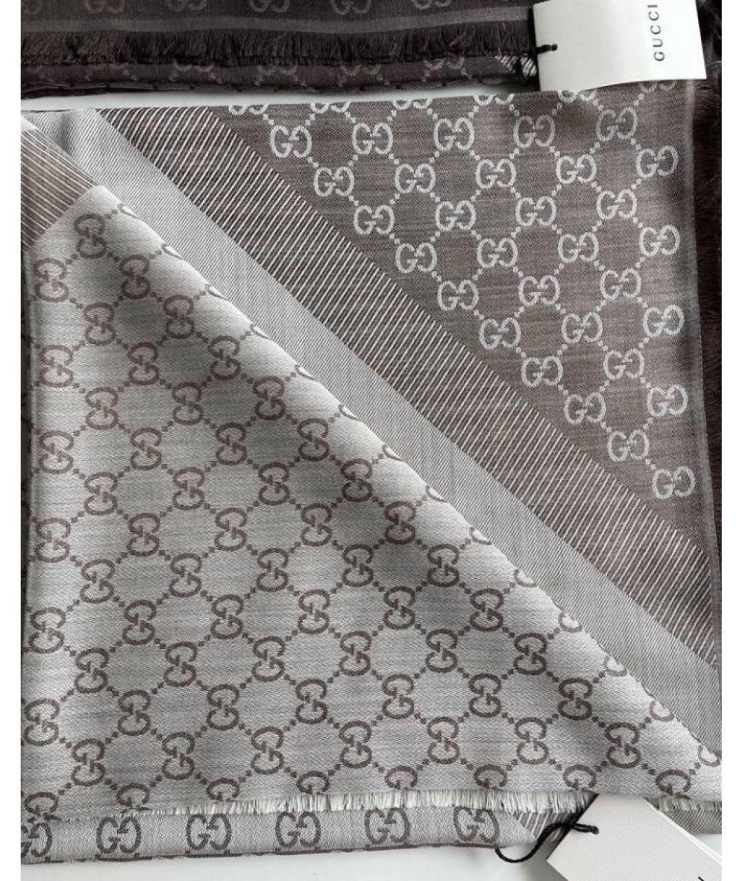 GUCCI Серый шелковый платок, фото 2