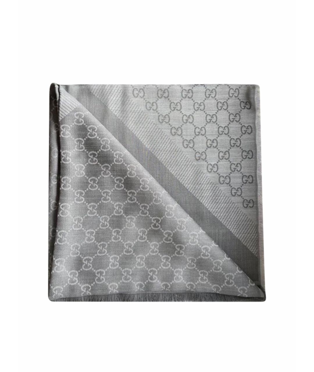GUCCI Серый шелковый платок, фото 1