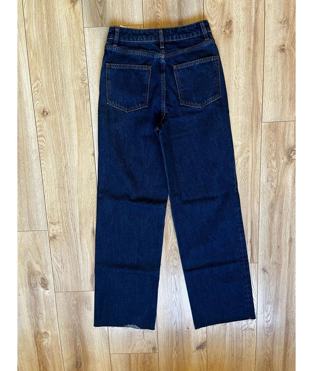 12 STOREEZ Темно-синие хлопковые прямые джинсы, фото 2