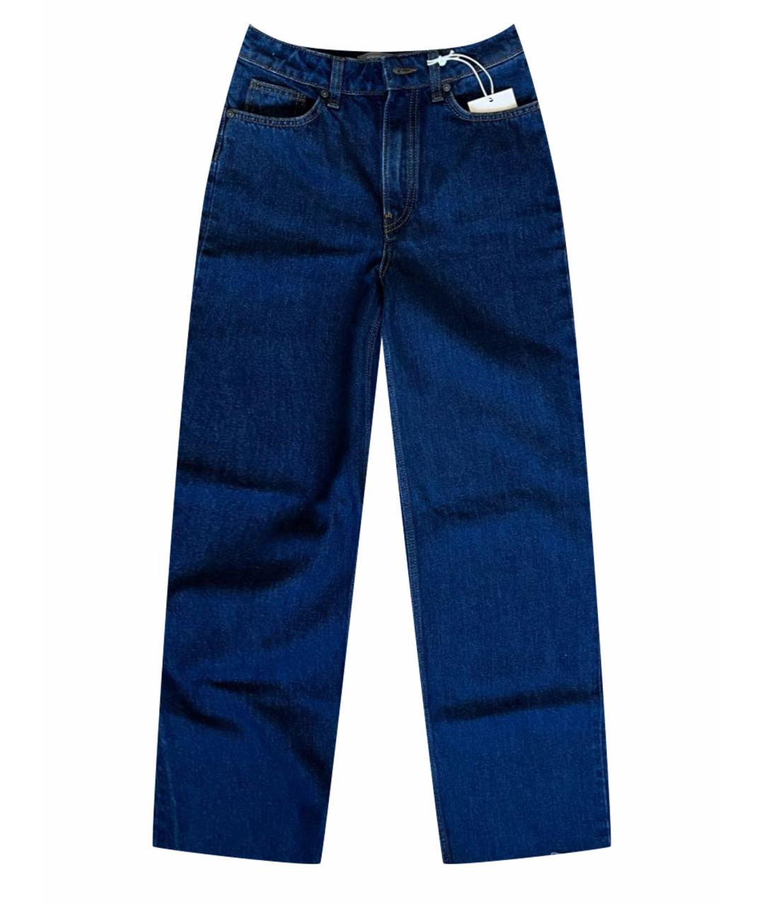 12 STOREEZ Темно-синие хлопковые прямые джинсы, фото 1