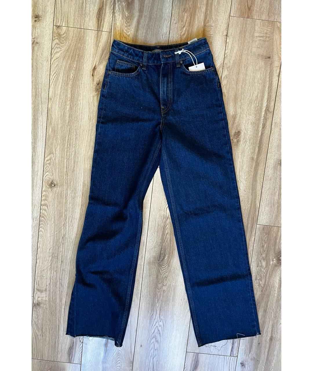 12 STOREEZ Темно-синие хлопковые прямые джинсы, фото 4