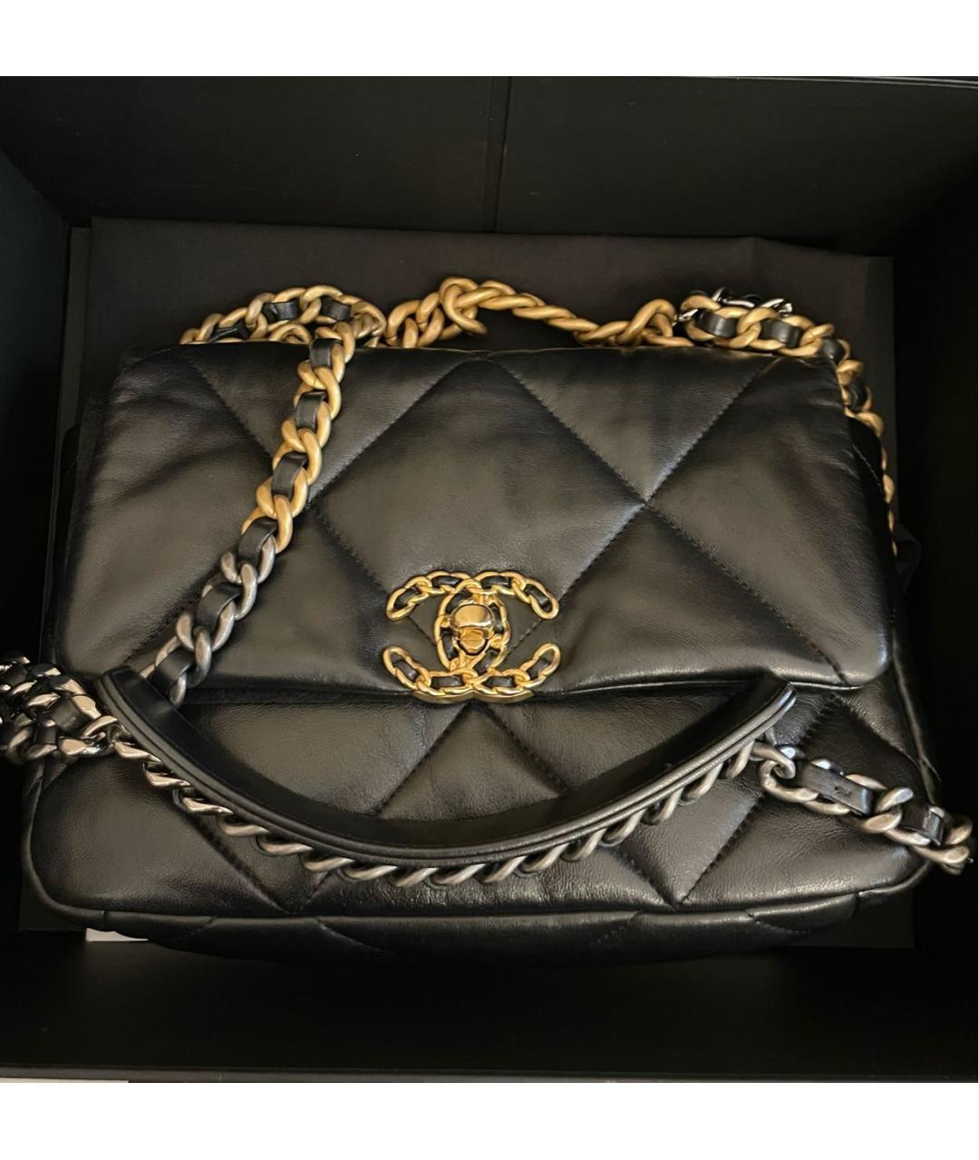 CHANEL PRE-OWNED Черная кожаная сумка через плечо, фото 3