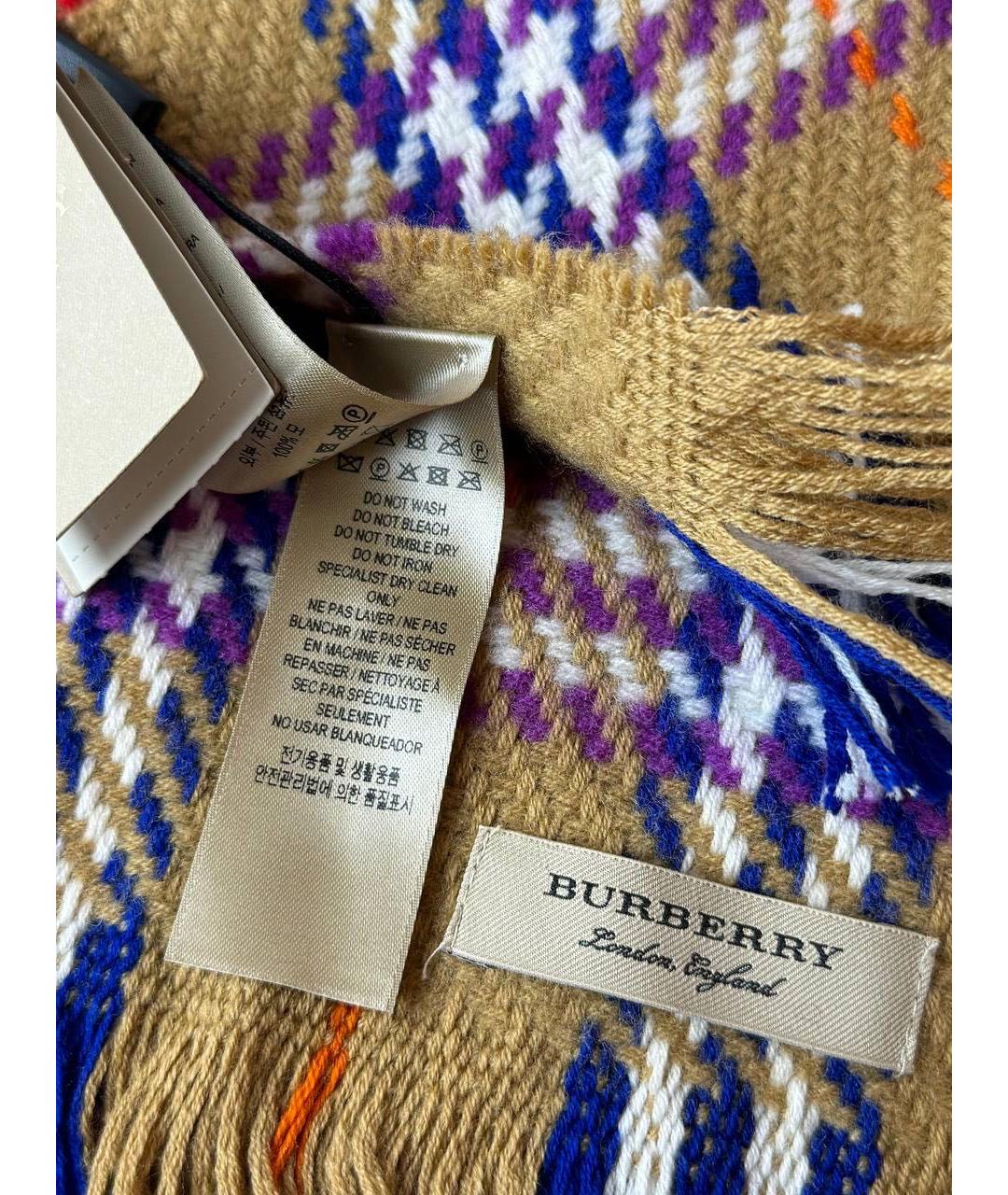BURBERRY Мульти шерстяной шарф, фото 5