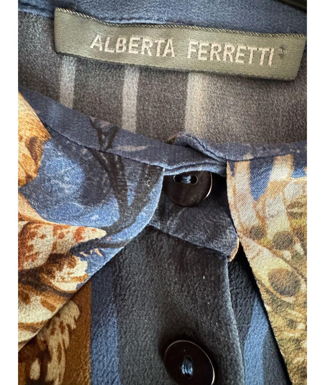 ALBERTA FERRETTI Темно-синяя шелковая блузы, фото 3