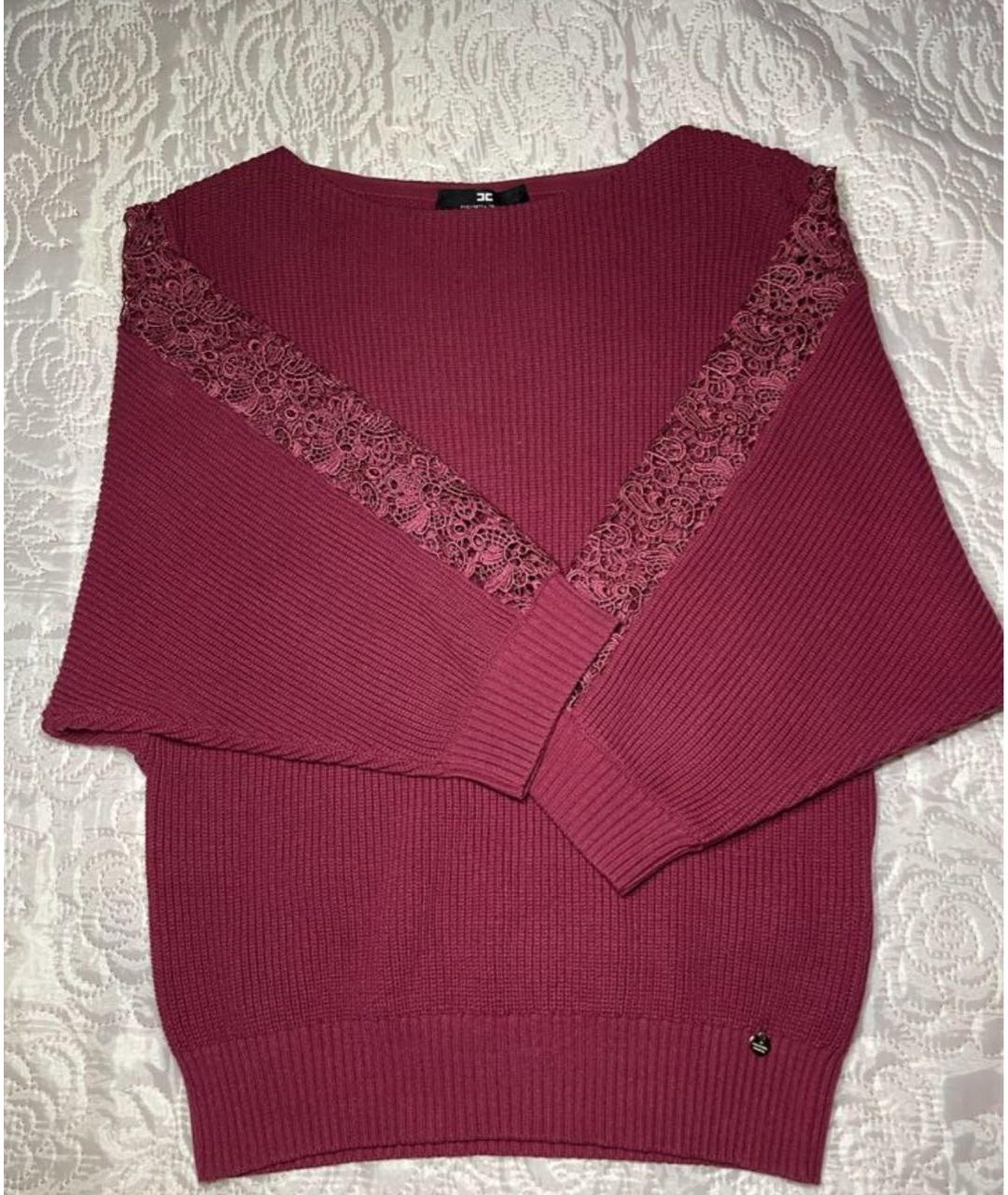ELISABETTA FRANCHI Бордовый вискозный джемпер / свитер, фото 5