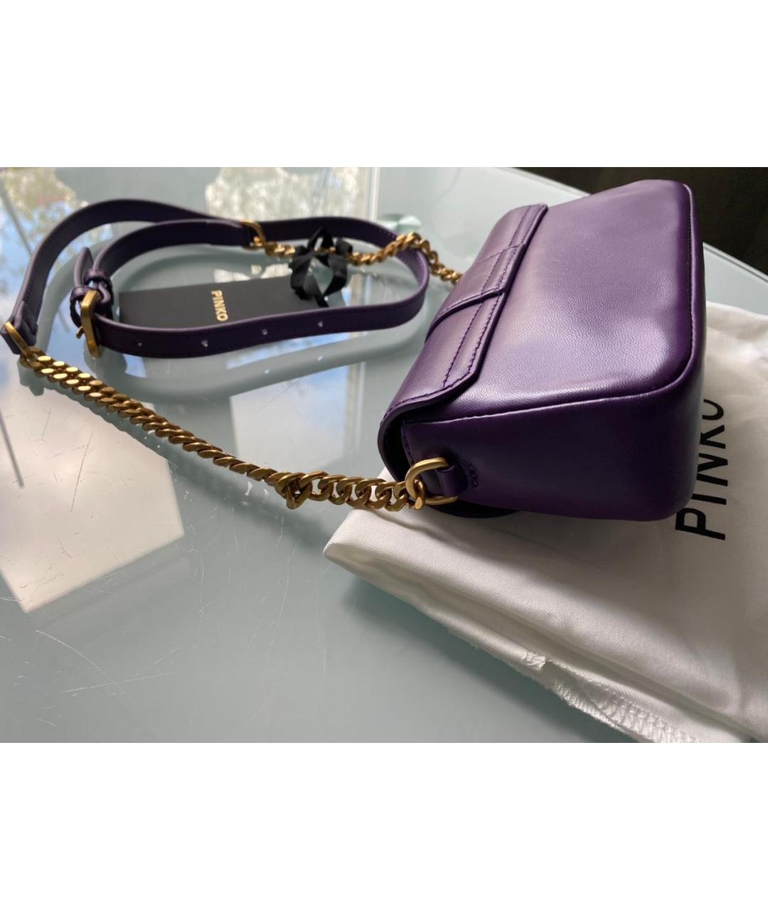 PINKO Фиолетовая кожаная сумка через плечо, фото 2