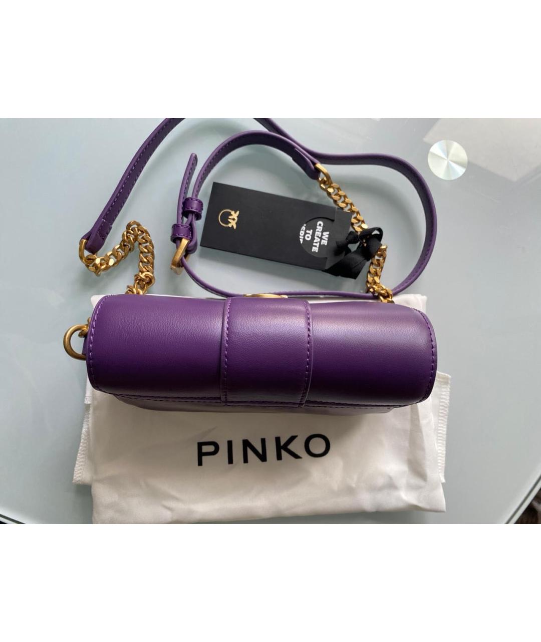 PINKO Фиолетовая кожаная сумка через плечо, фото 5