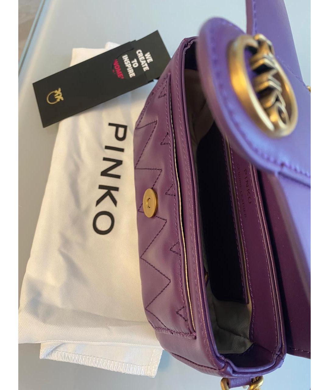 PINKO Фиолетовая кожаная сумка через плечо, фото 7
