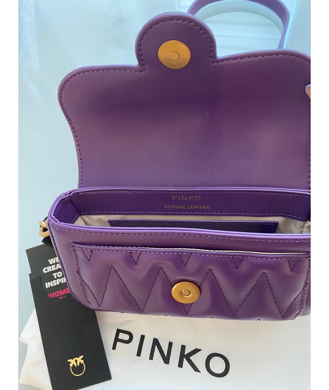 PINKO Фиолетовая кожаная сумка через плечо, фото 4