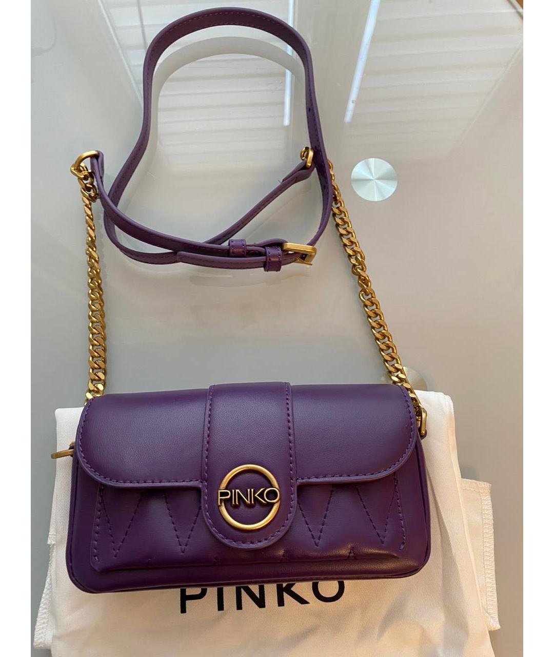 PINKO Фиолетовая кожаная сумка через плечо, фото 9